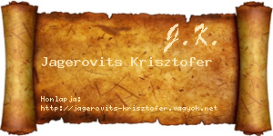 Jagerovits Krisztofer névjegykártya